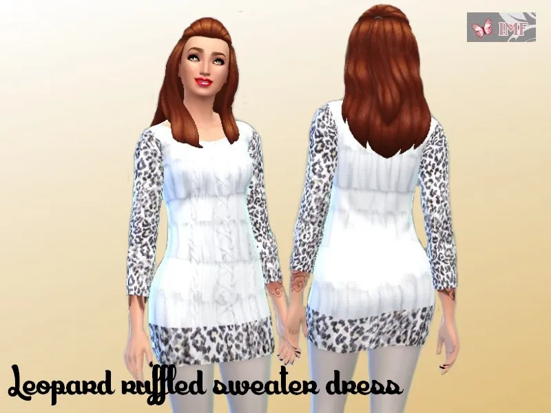 Leopard ruffled sweater dress