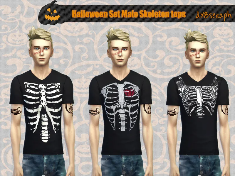 Halloween Set Male Skeleton Tops