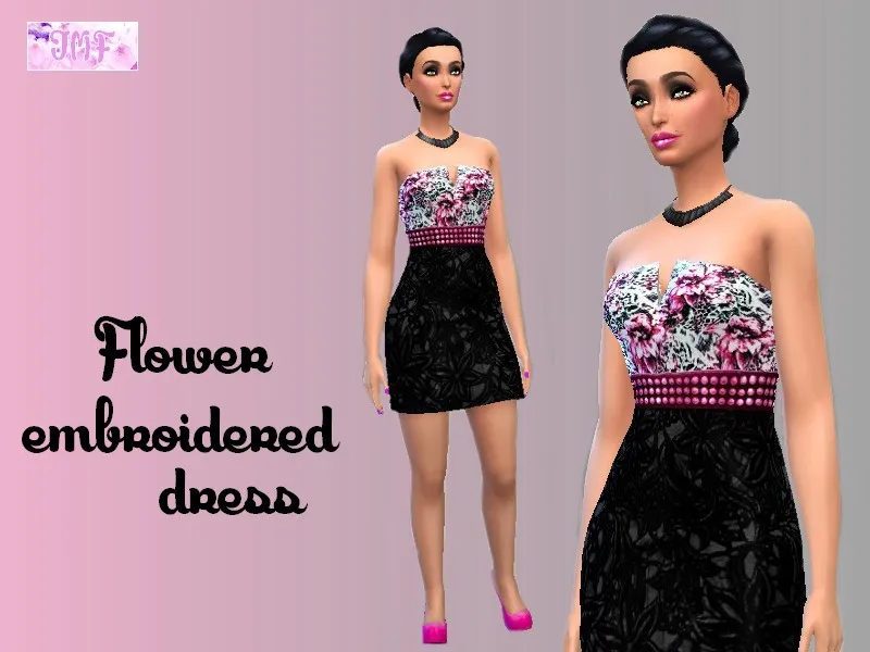 Flower embroidered dress