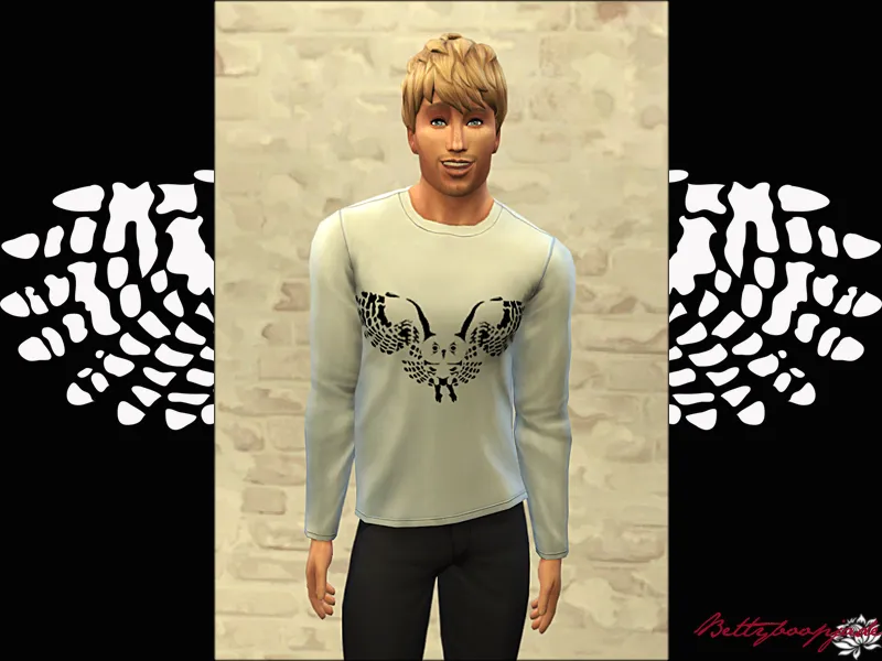 Tribal Owl - White T-shirt long loose (2)