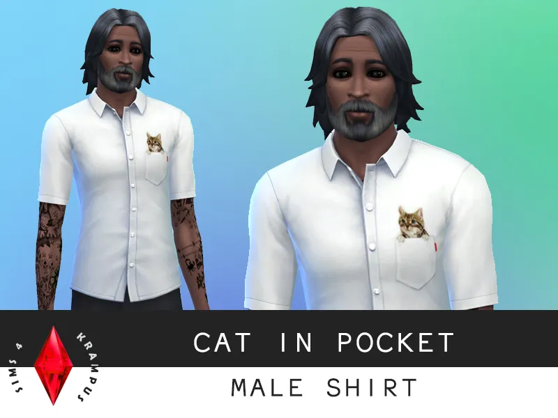 Cat in Pocket Male Shirt