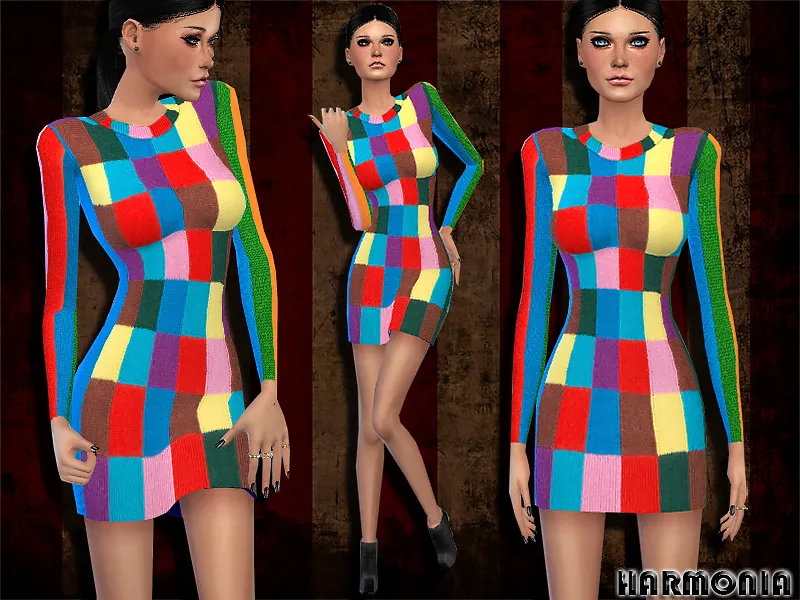 Mixed Print Cashmere Dress