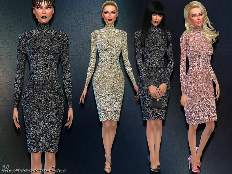Luxury Sequin Dress with Turtleneck