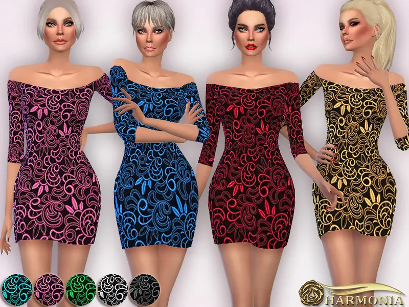 Off-The-Shoulder Lace Party Dress