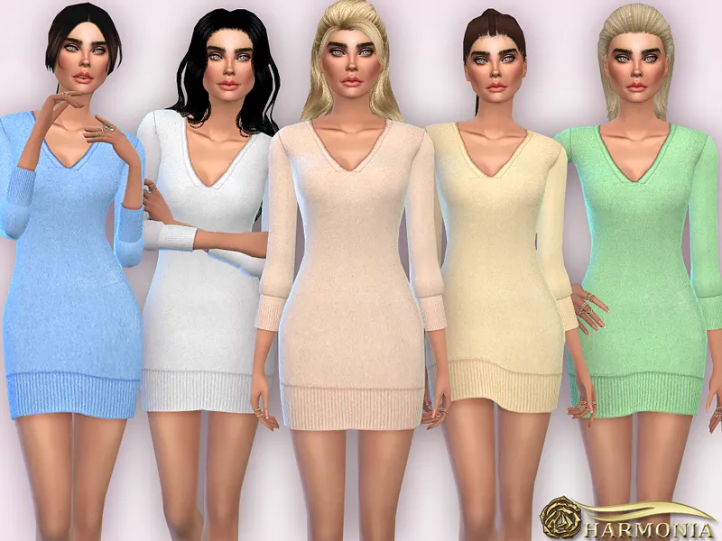 Cashmere V-Neck Mini Sweater Dress