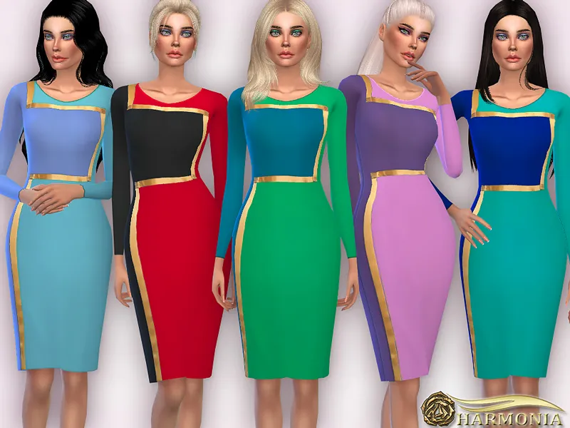 Colour-Block Pencil Dress