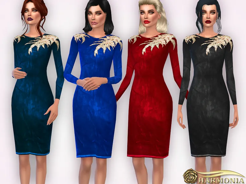 Gold Leaf Velvet Bodycon Dress