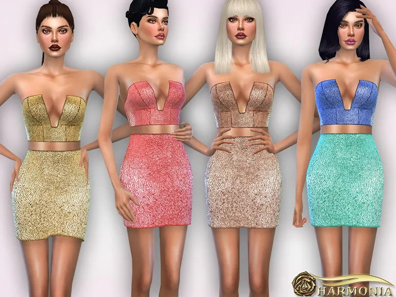 Deep Plunge Metallic Dress Co-Ord