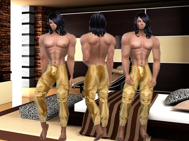 Gold Silk pants male