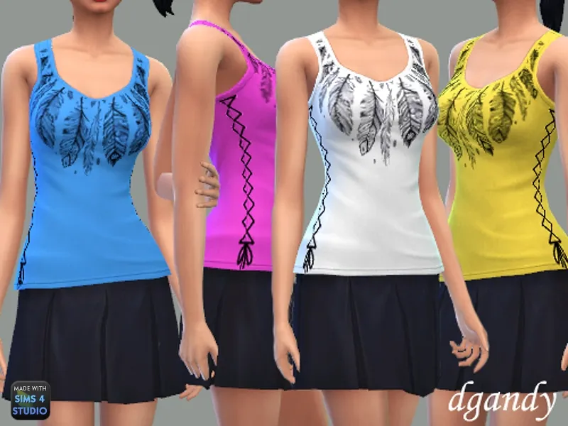 Feather Design Tank Top