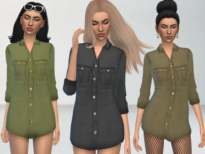 Military Style Shirt/Dress