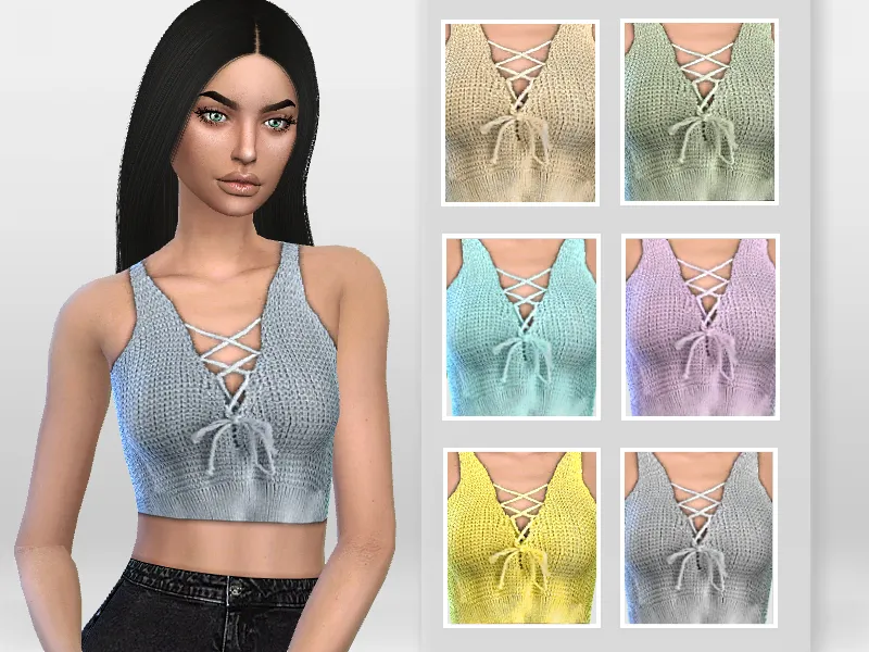 Lace-up Front Crochet Top