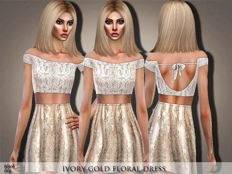 Ivory Gold Floral Dress