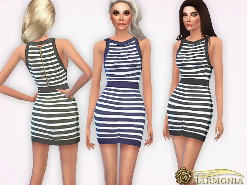 High Hemline Striped Mini Dress
