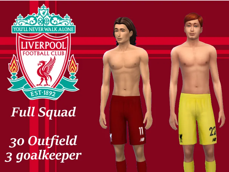 Liverpool FC Home shorts (full squad) REQUIRES FITNESS STUFF