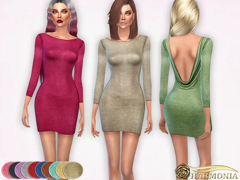 Deep Open-back Metallic Dress