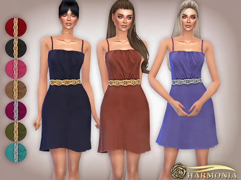 Fit-Flare Dress with Chain Belt