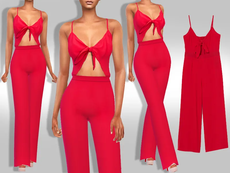 Women In Red Long Jumpsuit
