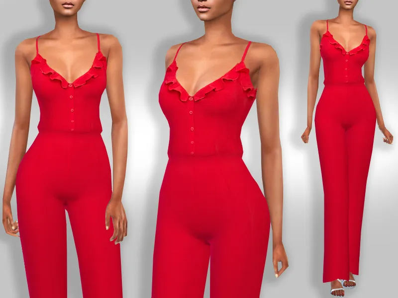 Female Ruffle Detail Jumpsuit