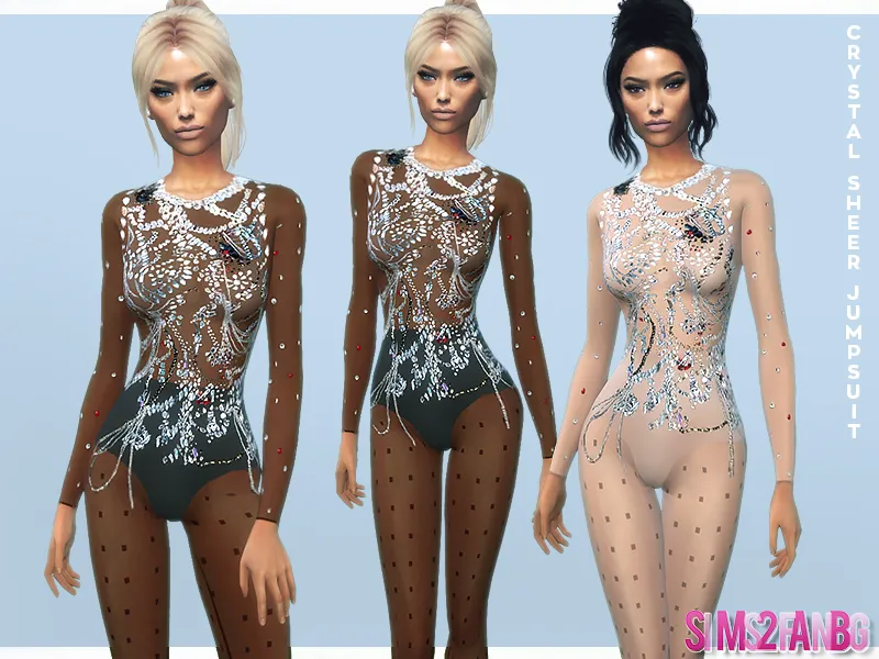 389 - Kamelia Crystal Sheer Jumpsuit