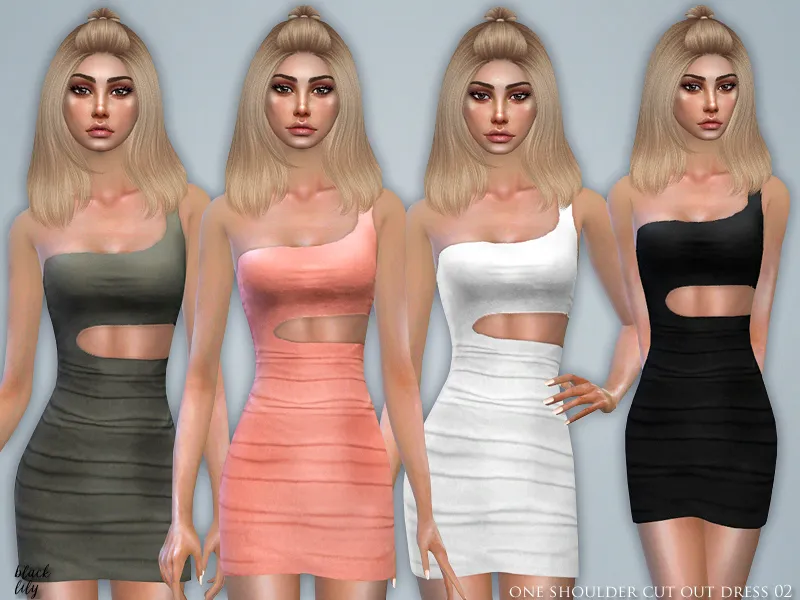 One Shoulder Cut Out Dress 02