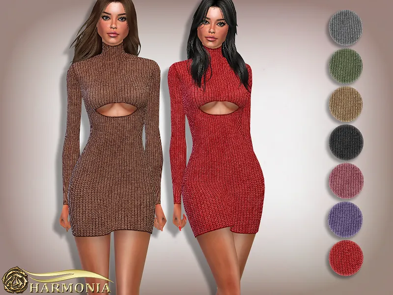 Turtleneck Stretchy Knitted Dress