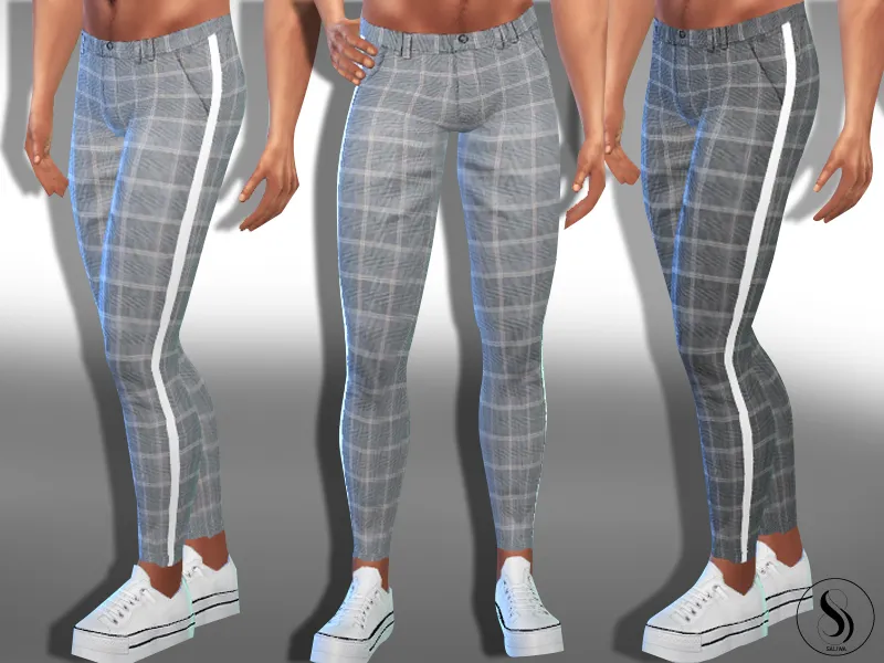 Male Sims Plaid Soft Skinny Pants