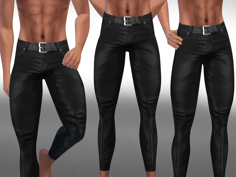 Men Leather Pants with Belt