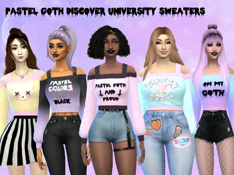 Pastel goth short sweaters - Discover University needed