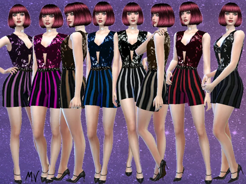 Striped short overalls