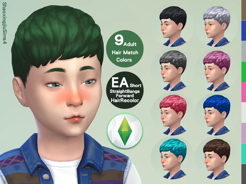 Kid ShortStraightBangsForward Hair Recolor