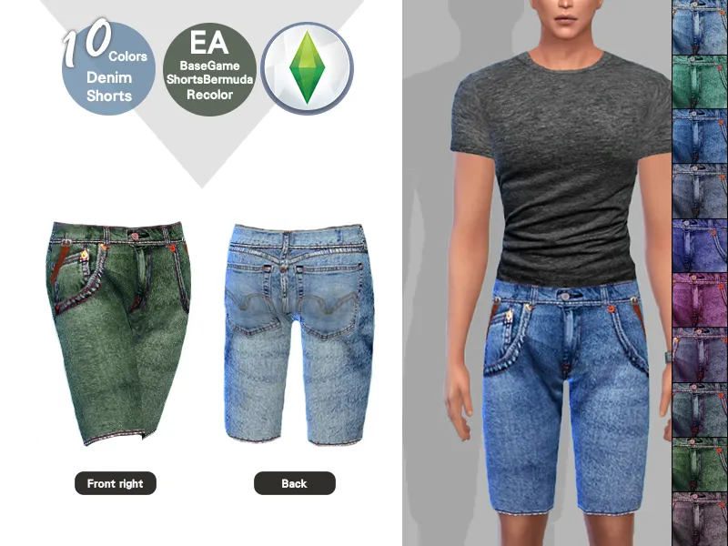 Male Denim Shorts 10 Colors