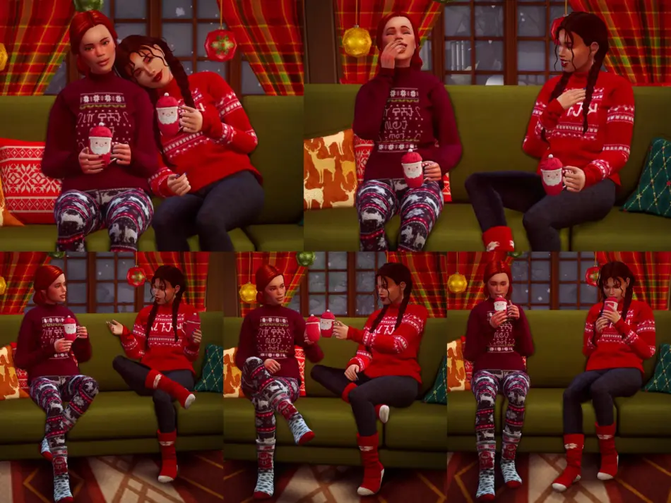 Sharing a Christmassy Drink Together Pose Pack - Image 1