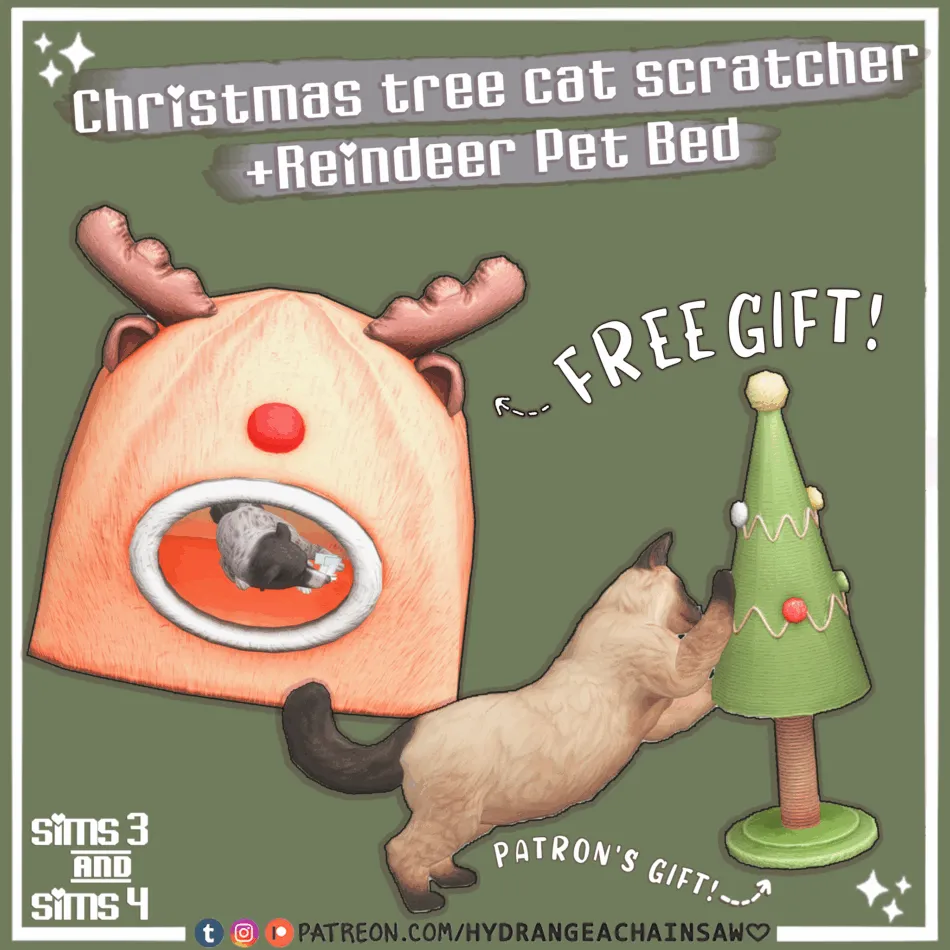 gift day6 v2 Reindeer pet bed + Christmas tree cat scratcher - Image 1