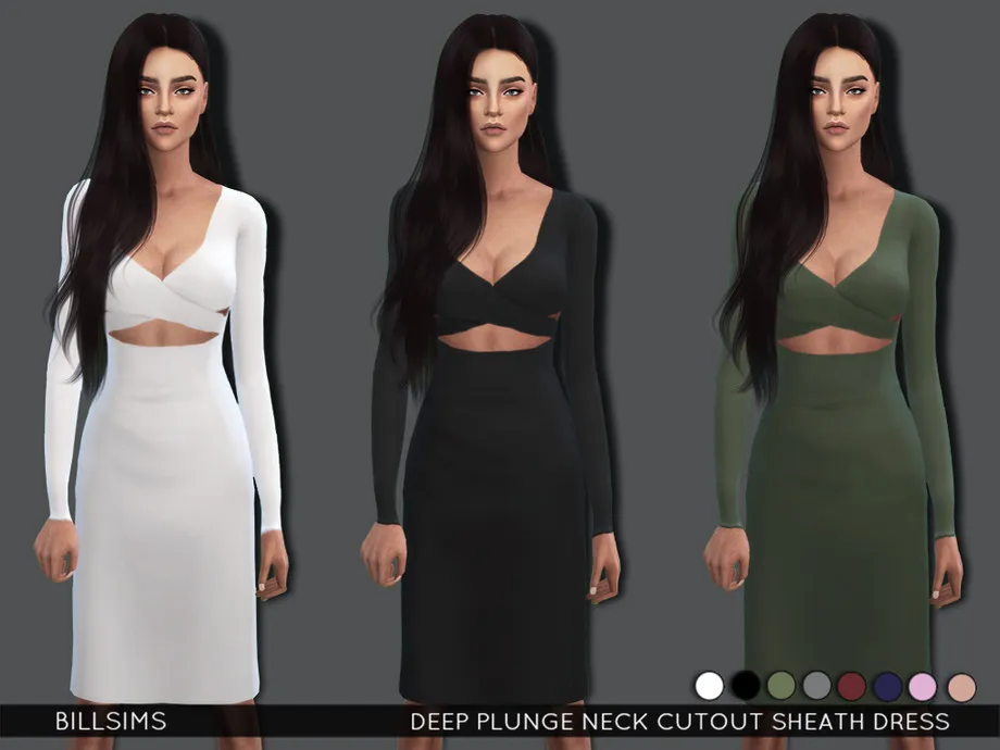 Deep Plunge Neck Cutout Sheath Dress