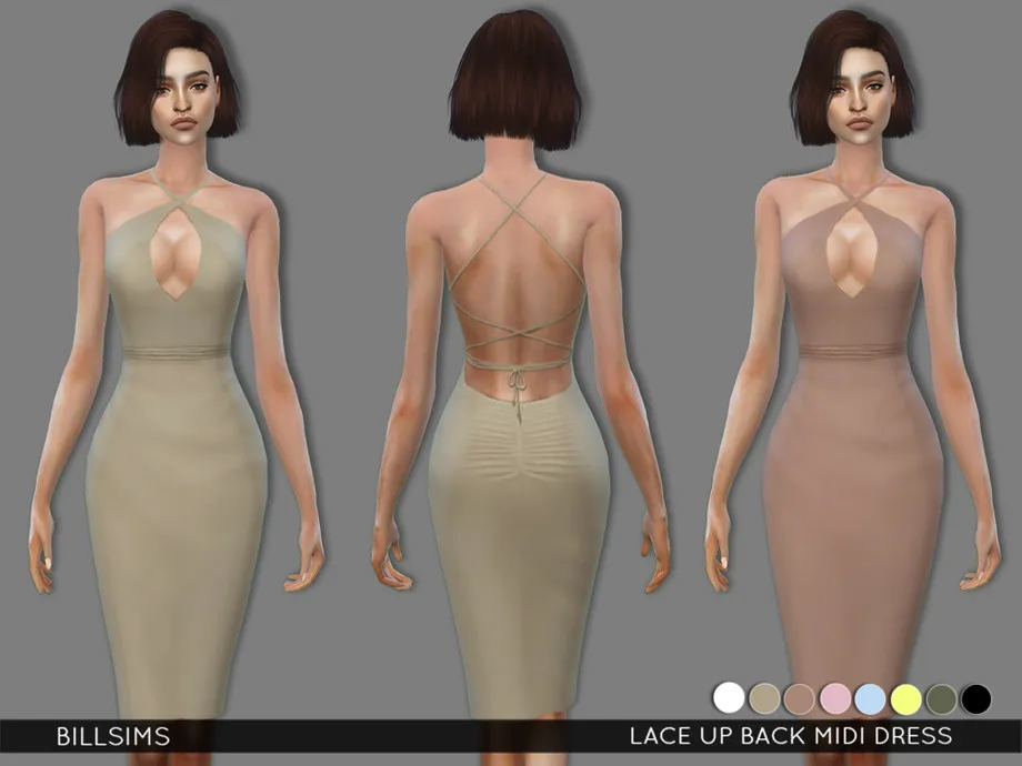 Lace Up Back Midi Dress