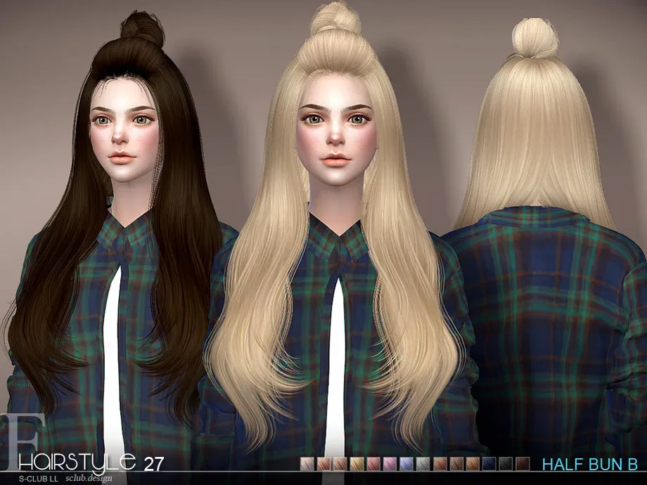 sclub ts4 hair Half Bun n27B