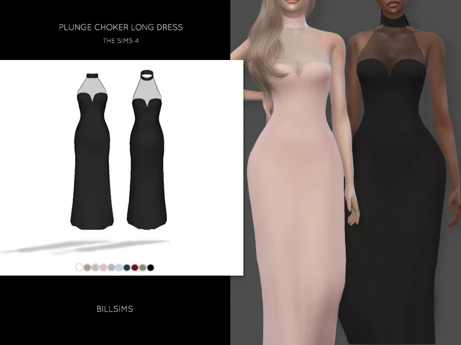 Plunge Choker Long Dress