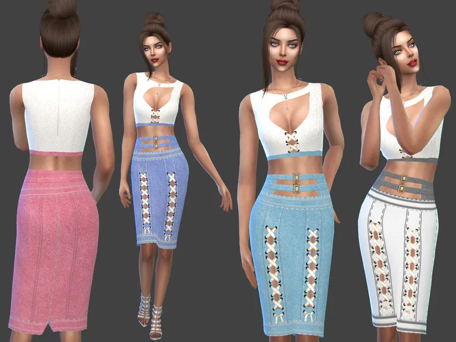 WhiteTopLong Sausage Skirt