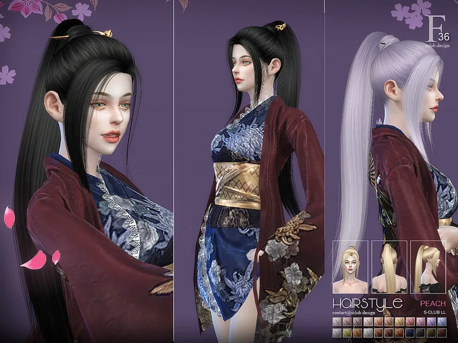 sclub ts4 hair peach n36