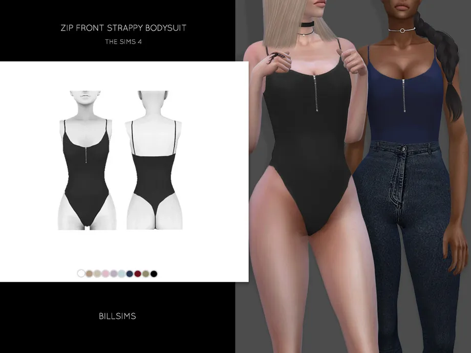 Zip Front Strappy Bodysuit