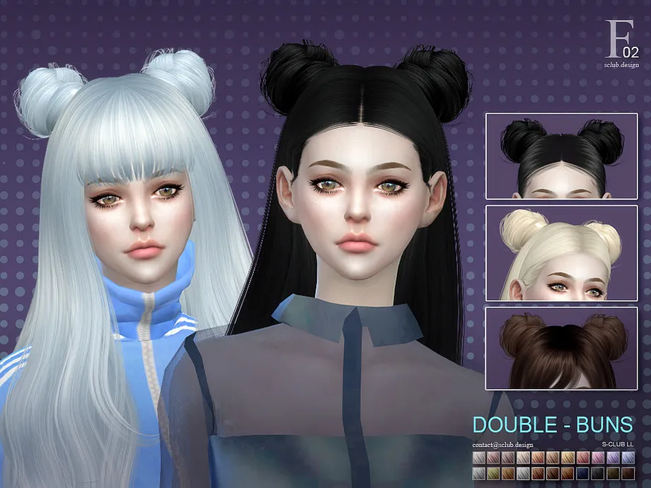 sclub ts4  double-buns