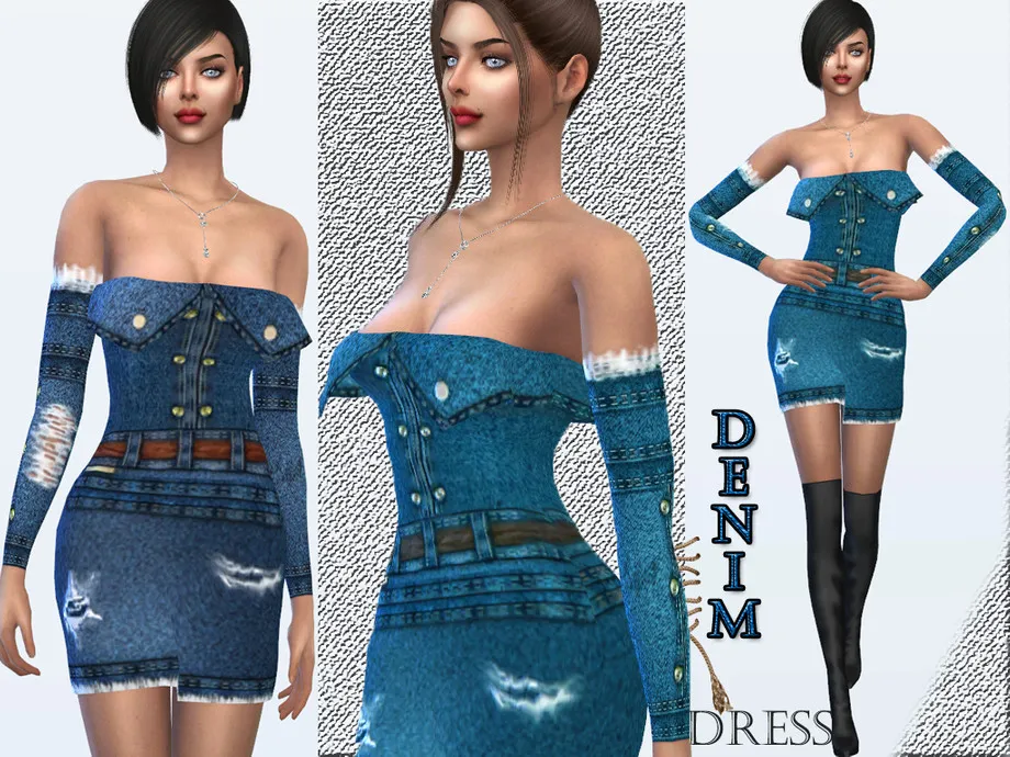 Denim dress with long sleeves