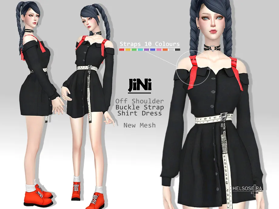 JINI - Off Shoulder shirt dress