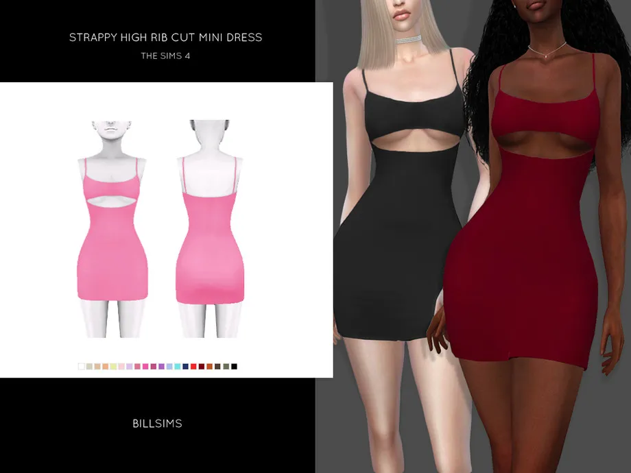 Strappy High Rib Cut Mini Dress