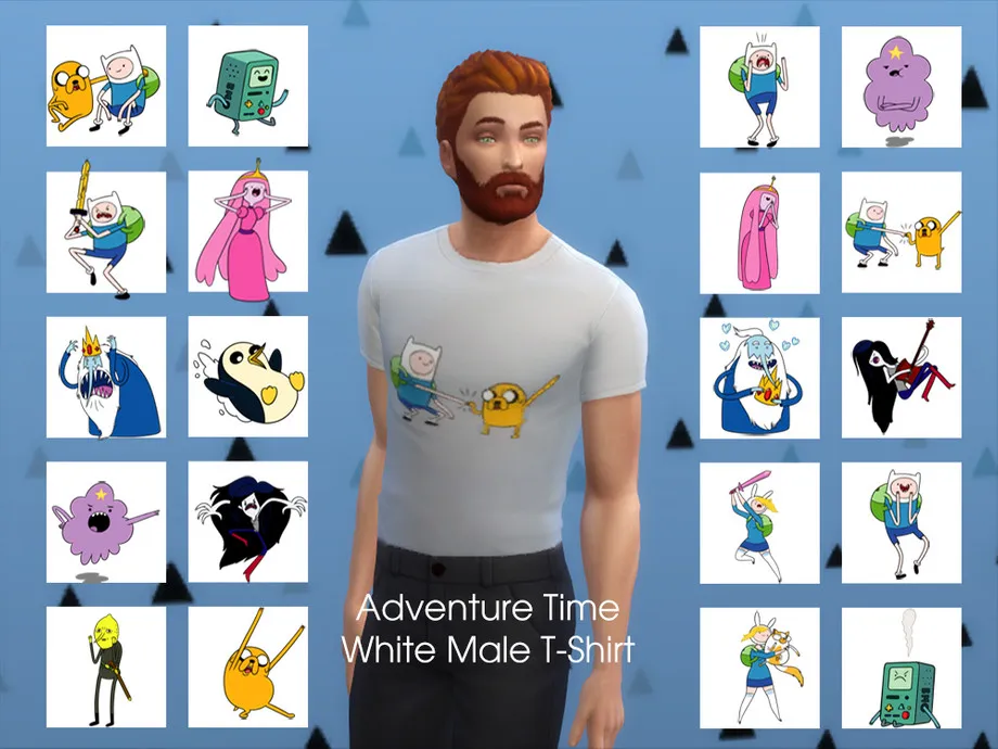 Adventure Time White Male T-Shirt