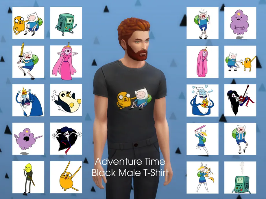 Adventure Time Black Male T-Shirt