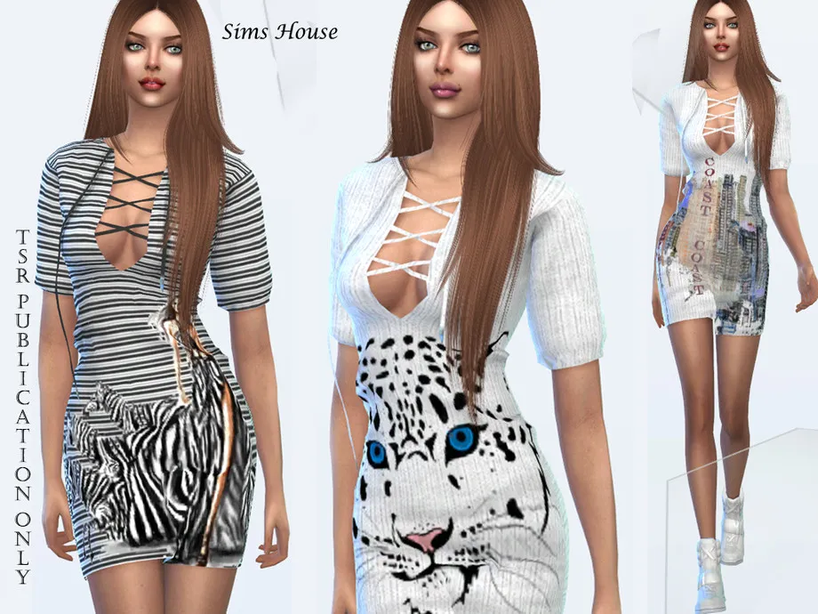 Short dress with lacing print