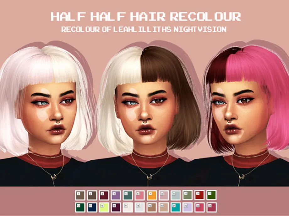 LeahLillith NightVisionHair Half Half Recolour - Mesh needed