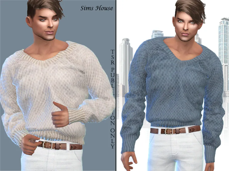 Men's Warm V-neck Sweater